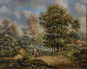 unknow artist Walk in the woods Germany oil painting artist